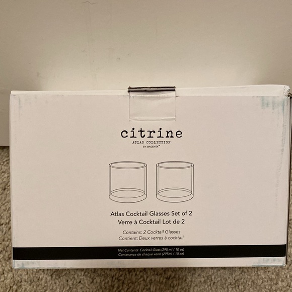 🆕CITRINE-ATLAS COLLECTION: 2 Handblown Cocktail Glasses NIB - Picture 4 of 9